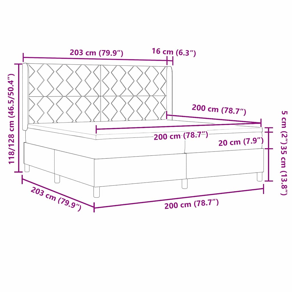 Box spring seng med madras med hovedgærde Blå 200 x 200 cm Stof