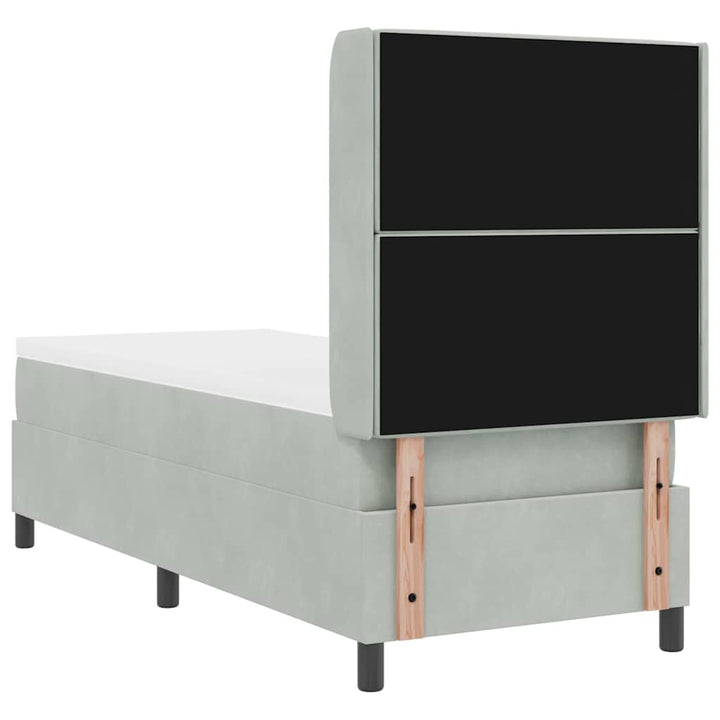 Box spring seng med madras Lysegrå 80 x 200 cm Fløjl