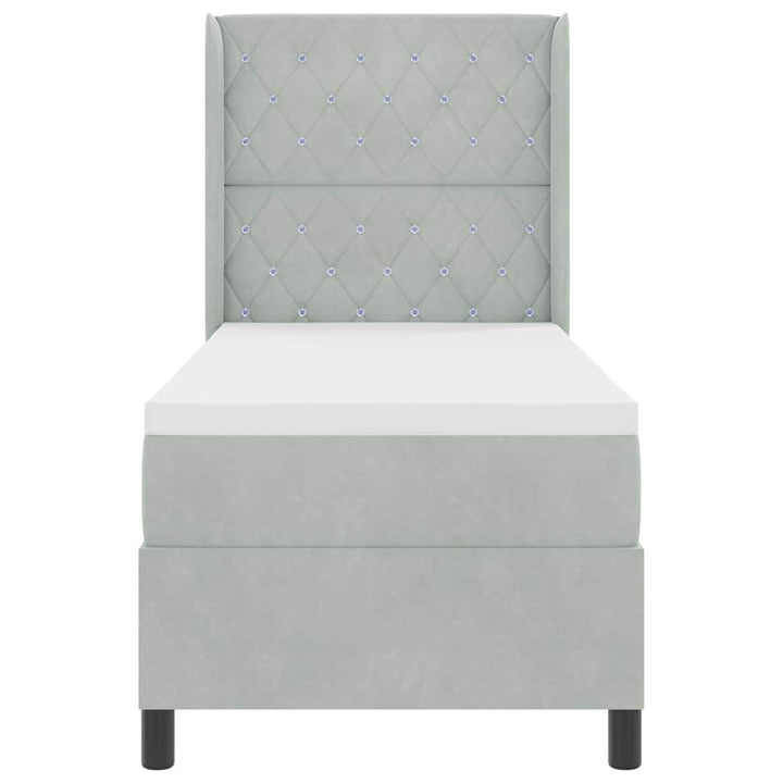 Box spring seng med madras Lysegrå 80 x 200 cm Fløjl