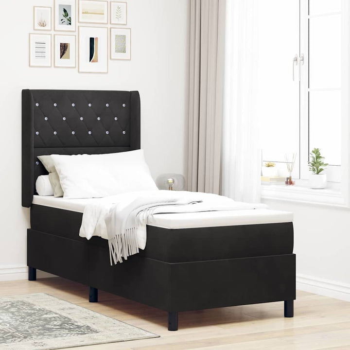 Box spring seng med madras Sort 80 x 200 cm Fløjl