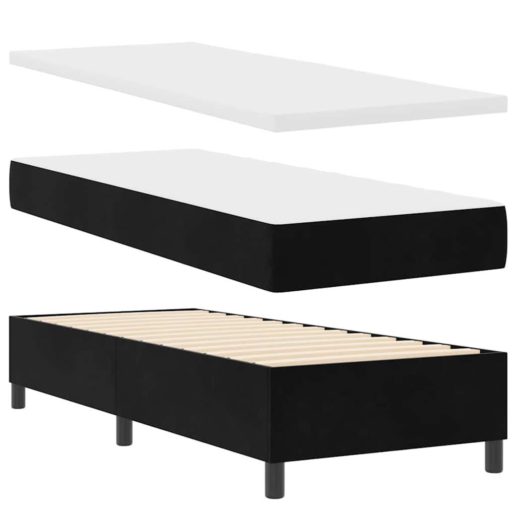 Box spring seng med madras Sort 80 x 200 cm Fløjl