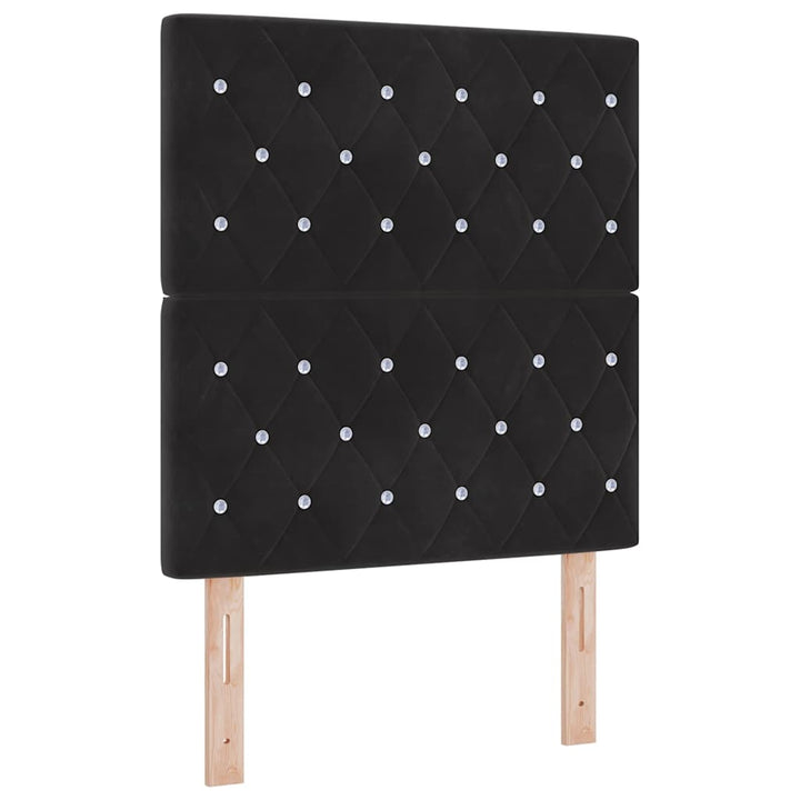 Box spring seng med madras Sort 80 x 200 cm Fløjl