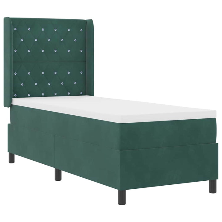 Box spring seng med madras Mørkegrøn 80 x 200 cm Fløjl