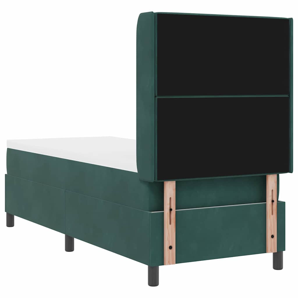 Box spring seng med madras Mørkegrøn 80 x 200 cm Fløjl