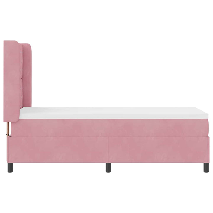 Box spring seng med madras Lyserød 80 x 200 cm Fløjl