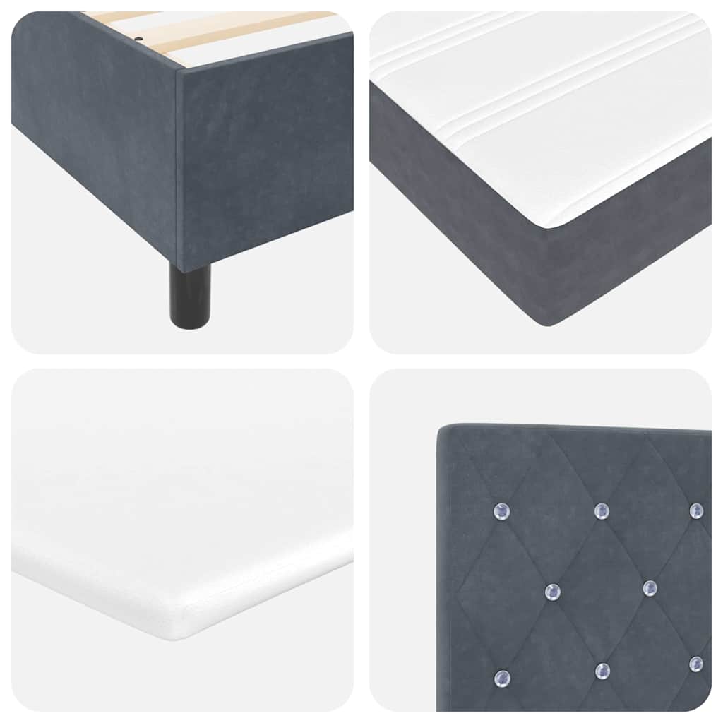 Box spring seng med madras Mørkegrå 90 x 190 cm Fløjl