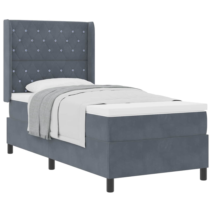 Box spring seng med madras Mørkegrå 90 x 190 cm Fløjl