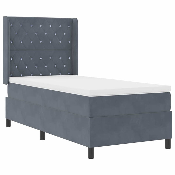 Box spring seng med madras Mørkegrå 90 x 190 cm Fløjl