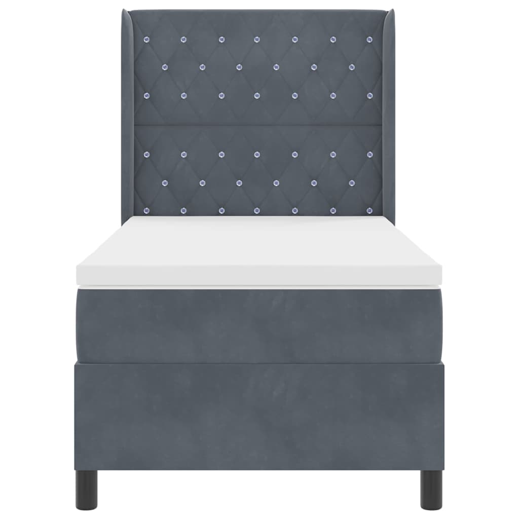 Box spring seng med madras Mørkegrå 90 x 190 cm Fløjl