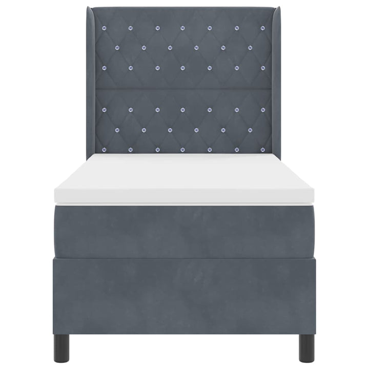 Box spring seng med madras Mørkegrå 90 x 190 cm Fløjl