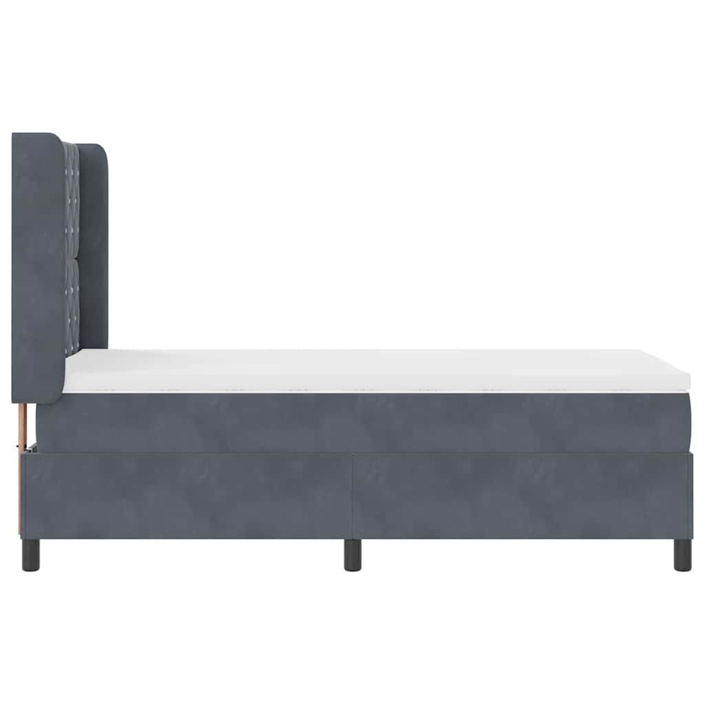 Box spring seng med madras Mørkegrå 90 x 190 cm Fløjl