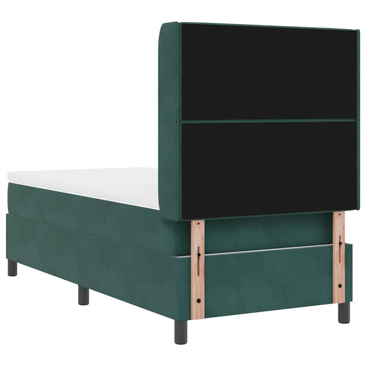 Box spring seng med madras Mørkegrøn 90 x 190 cm Fløjl
