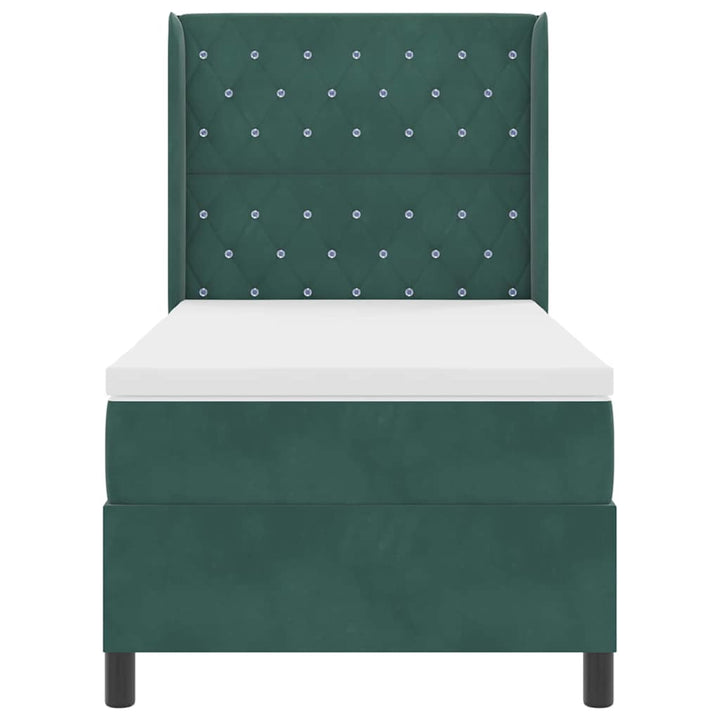 Box spring seng med madras Mørkegrøn 90 x 190 cm Fløjl