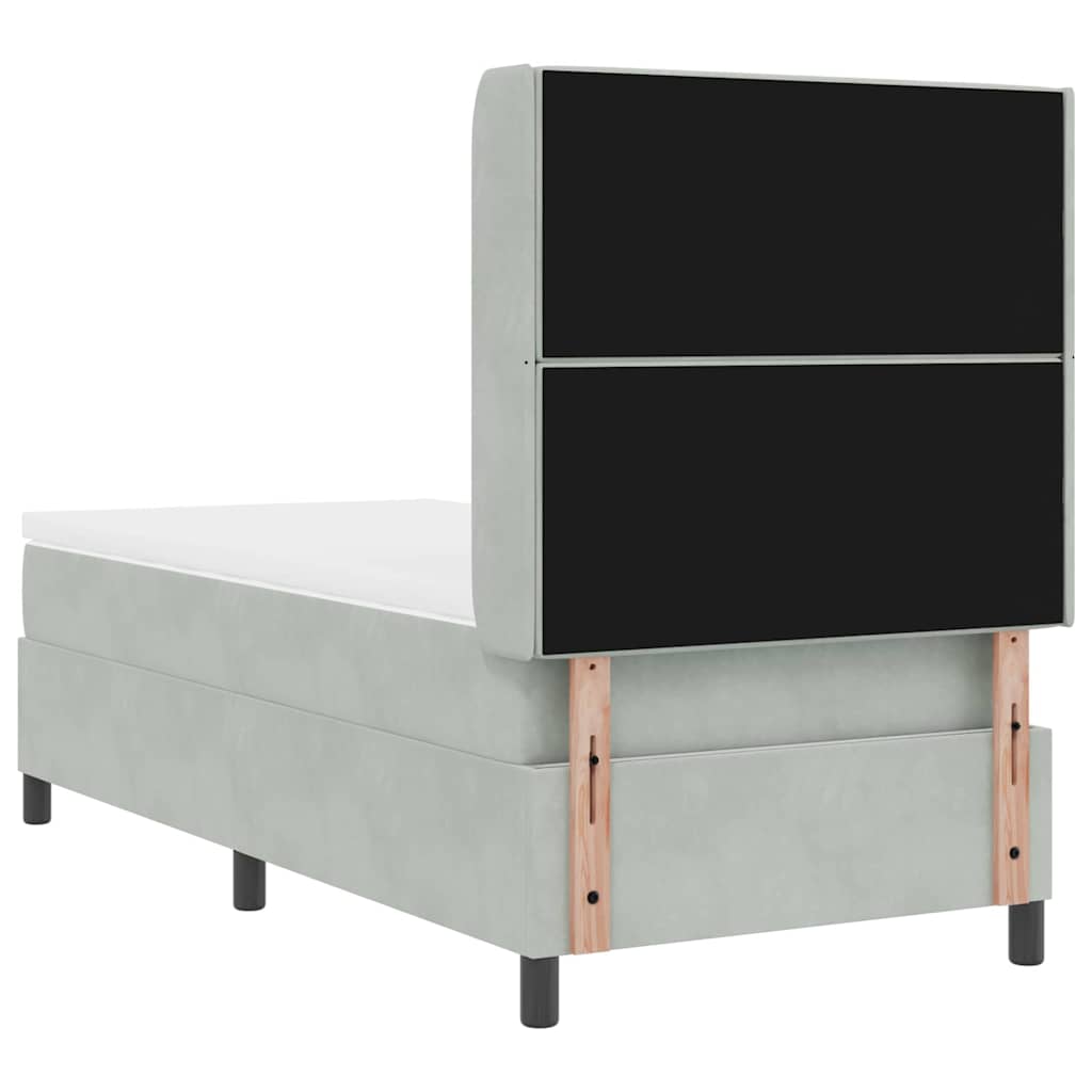Box spring seng med madras Lysegrå 90 x 200 cm Fløjl