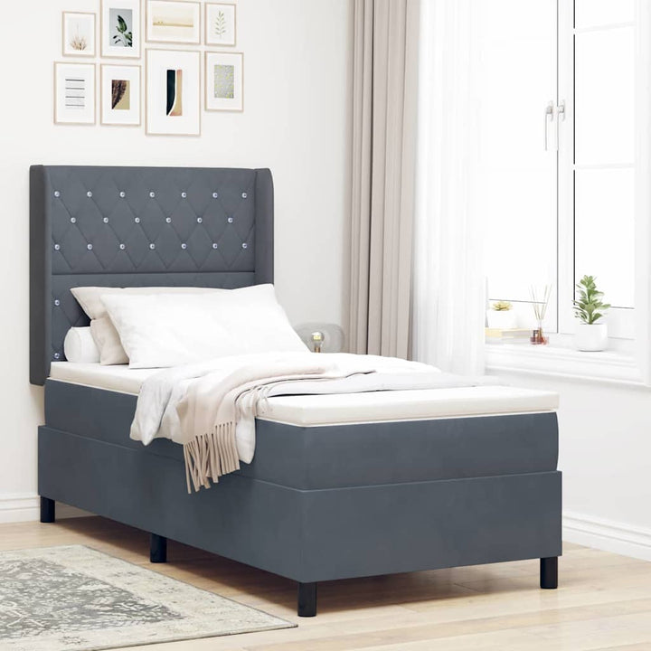 Box spring seng med madras Mørkegrå 100 x 200 cm Fløjl