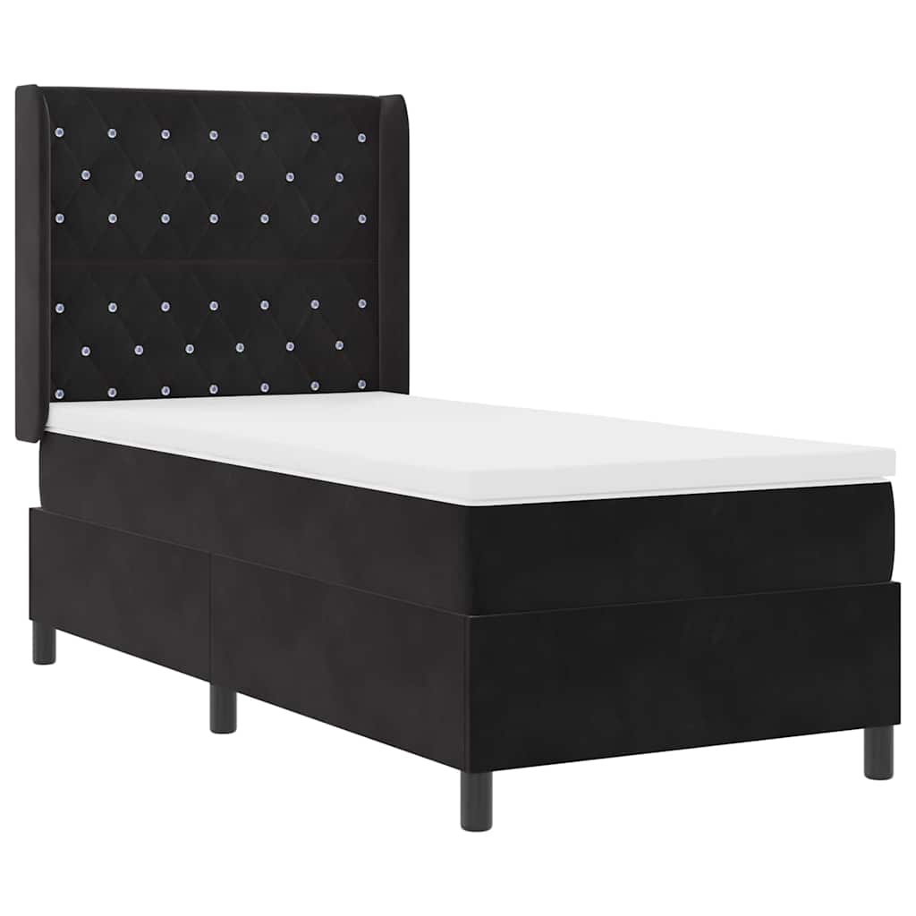 Box spring seng med madras Sort 100 x 200 cm Fløjl