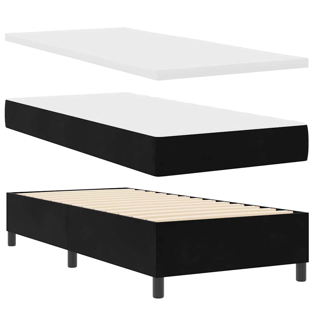 Box spring seng med madras Sort 100 x 200 cm Fløjl