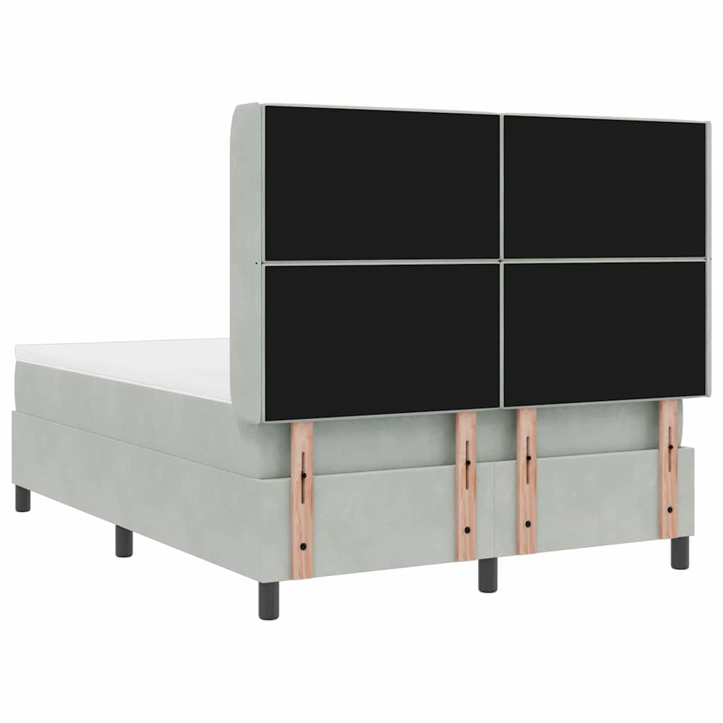 Box spring seng med madras Lysegrå 140 x 200 cm Fløjl