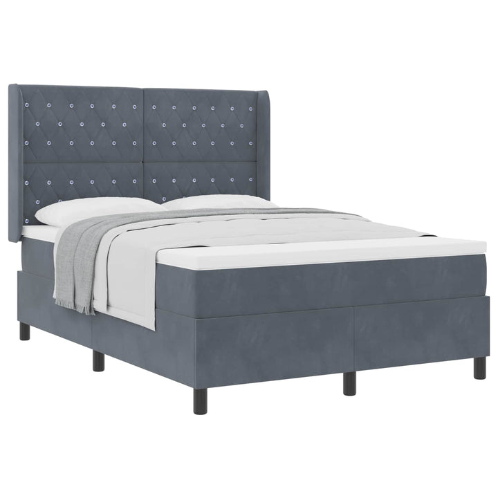 Box spring seng med madras Mørkegrå 140 x 200 cm Fløjl
