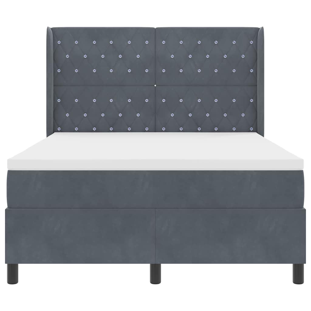 Box spring seng med madras Mørkegrå 140 x 200 cm Fløjl