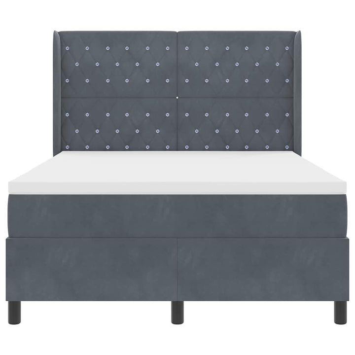 Box spring seng med madras Mørkegrå 140 x 200 cm Fløjl