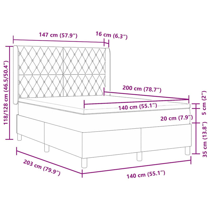 Box spring seng med madras Mørkegrå 140 x 200 cm Fløjl
