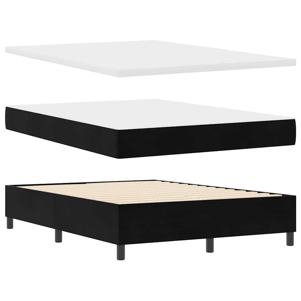Box spring seng med madras Sort 160 x 200 cm Fløjl