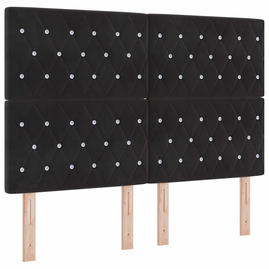 Box spring seng med madras Sort 160 x 200 cm Fløjl