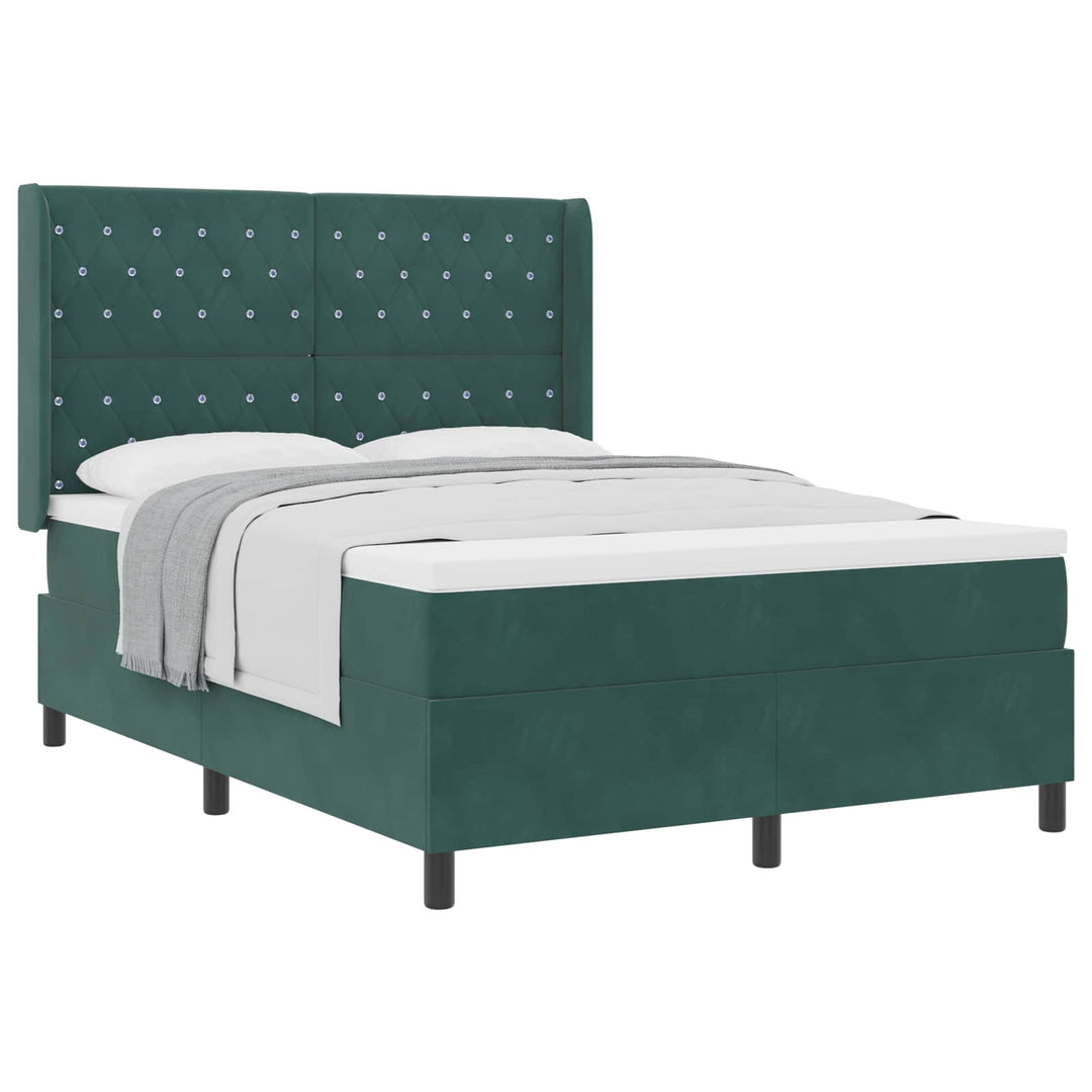 Box spring seng med madras Mørkegrøn 160 x 200 cm Fløjl