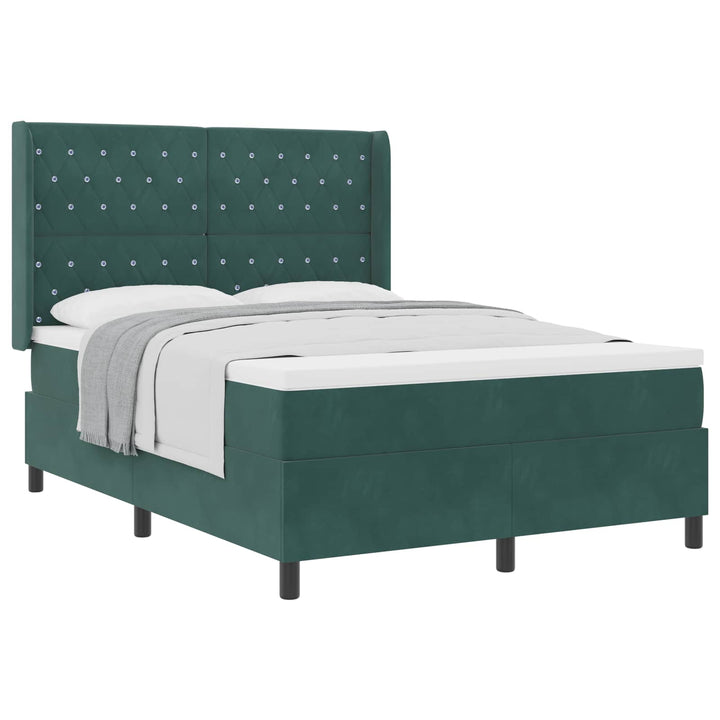 Box spring seng med madras Mørkegrøn 160 x 200 cm Fløjl