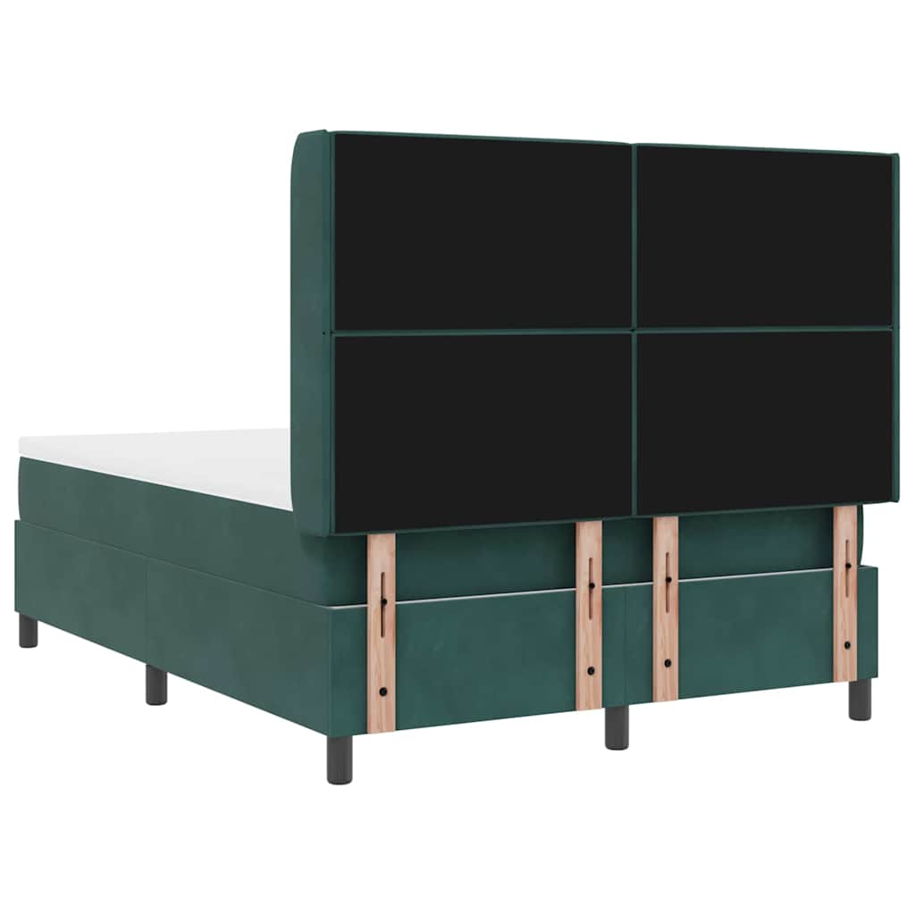 Box spring seng med madras Mørkegrøn 160 x 200 cm Fløjl