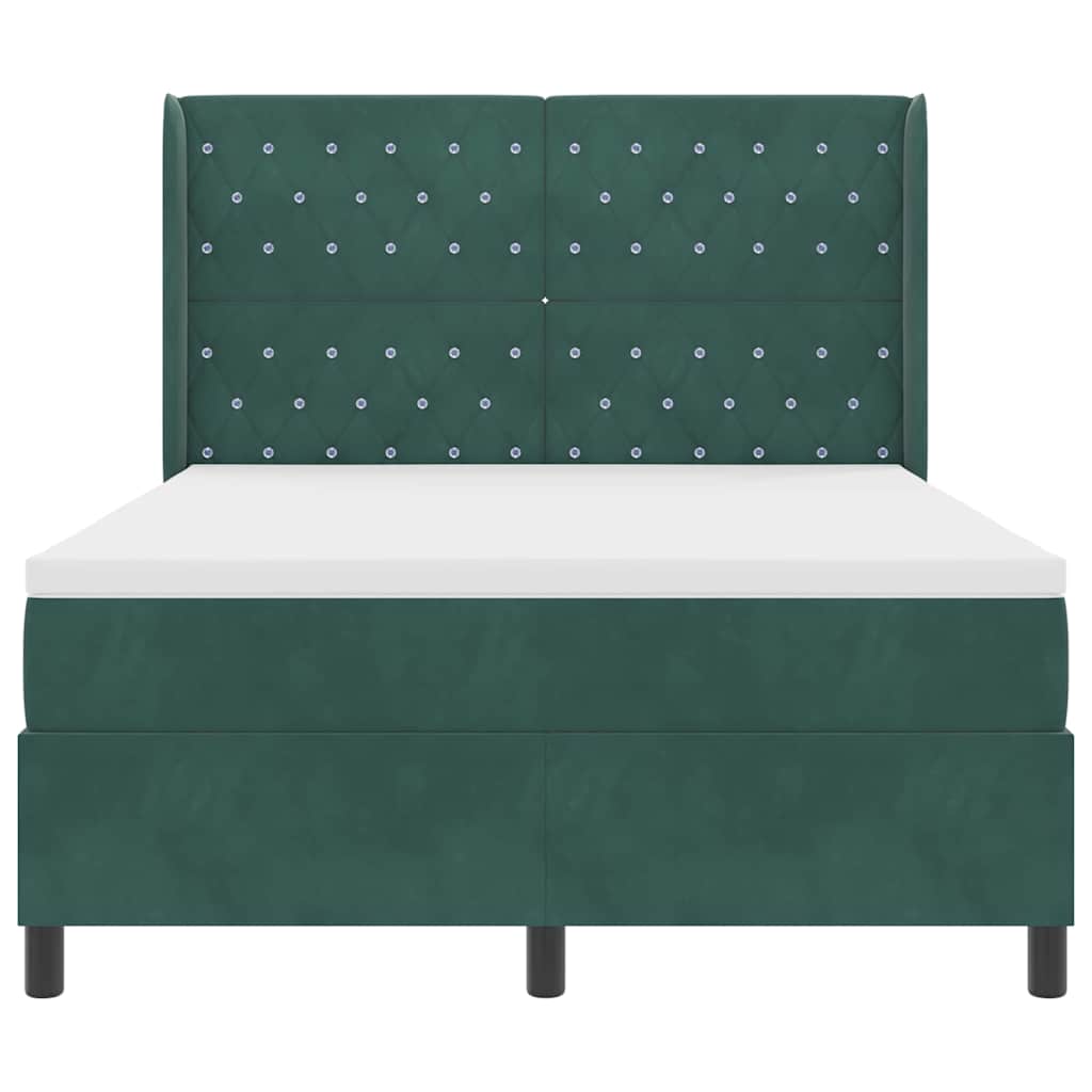 Box spring seng med madras Mørkegrøn 160 x 200 cm Fløjl