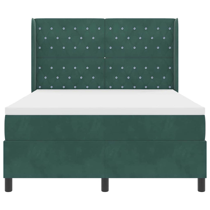 Box spring seng med madras Mørkegrøn 160 x 200 cm Fløjl