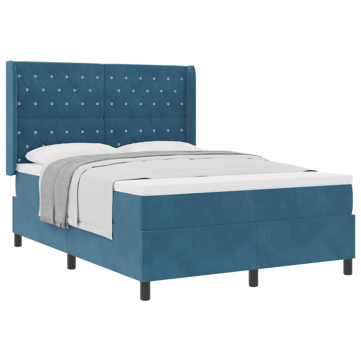 Box spring seng med madras Blå 160 x 200 cm Fløjl