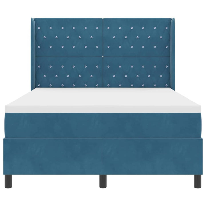 Box spring seng med madras Blå 160 x 200 cm Fløjl