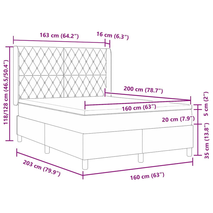 Box spring seng med madras Lyserød 160 x 200 cm Fløjl