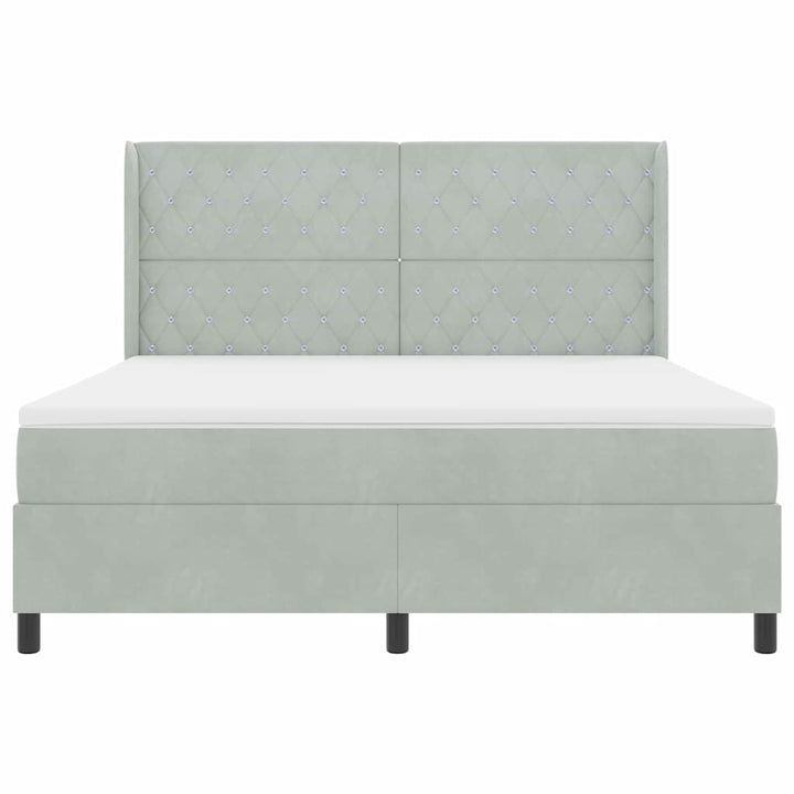 Box spring seng med madras Lysegrå 180 x 200 cm Fløjl
