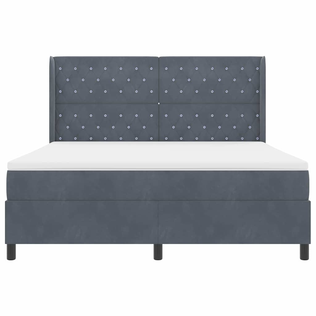 Box spring seng med madras Mørkegrå 180 x 200 cm Fløjl