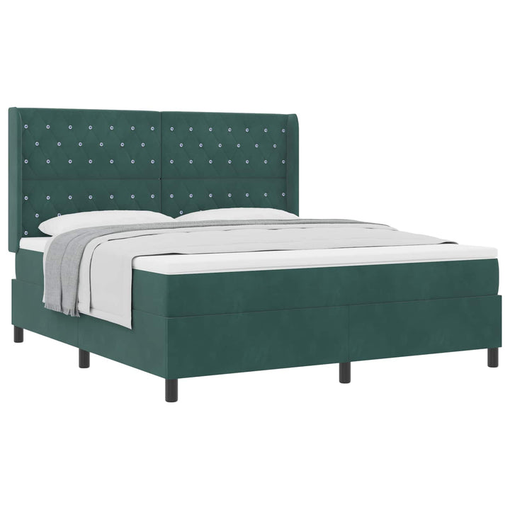 Box spring seng med madras Mørkegrøn 180 x 200 cm Fløjl