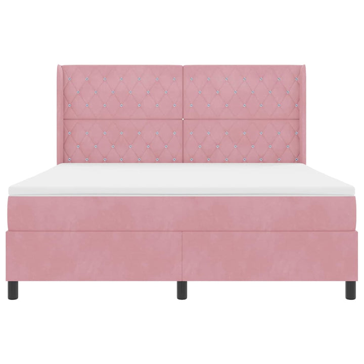 Box spring seng med madras Lyserød 180 x 200 cm Fløjl