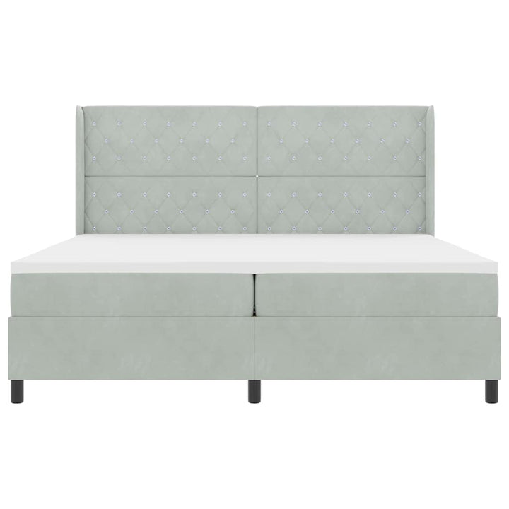 Box spring seng med madras Lysegrå 200 x 200 cm Fløjl
