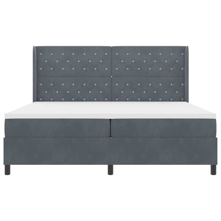 Box spring seng med madras Mørkegrå 200 x 200 cm Fløjl