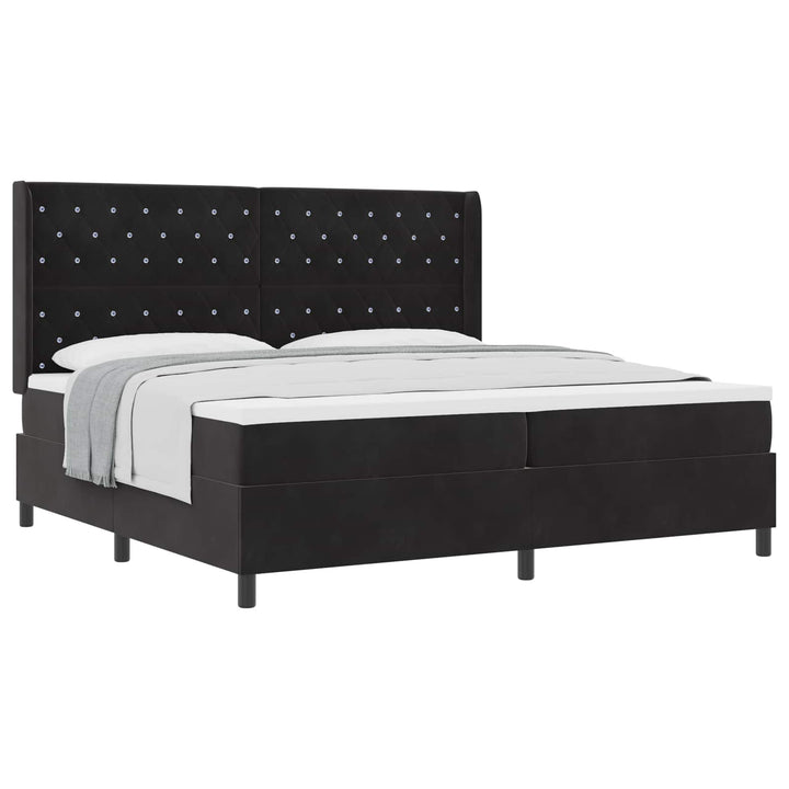Box spring seng med madras Sort 200 x 200 cm Fløjl