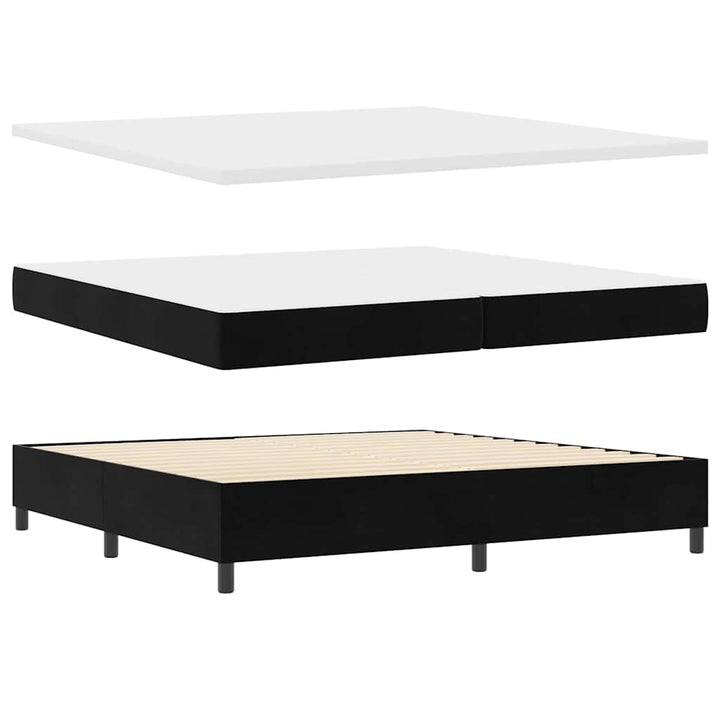 Box spring seng med madras Sort 200 x 200 cm Fløjl