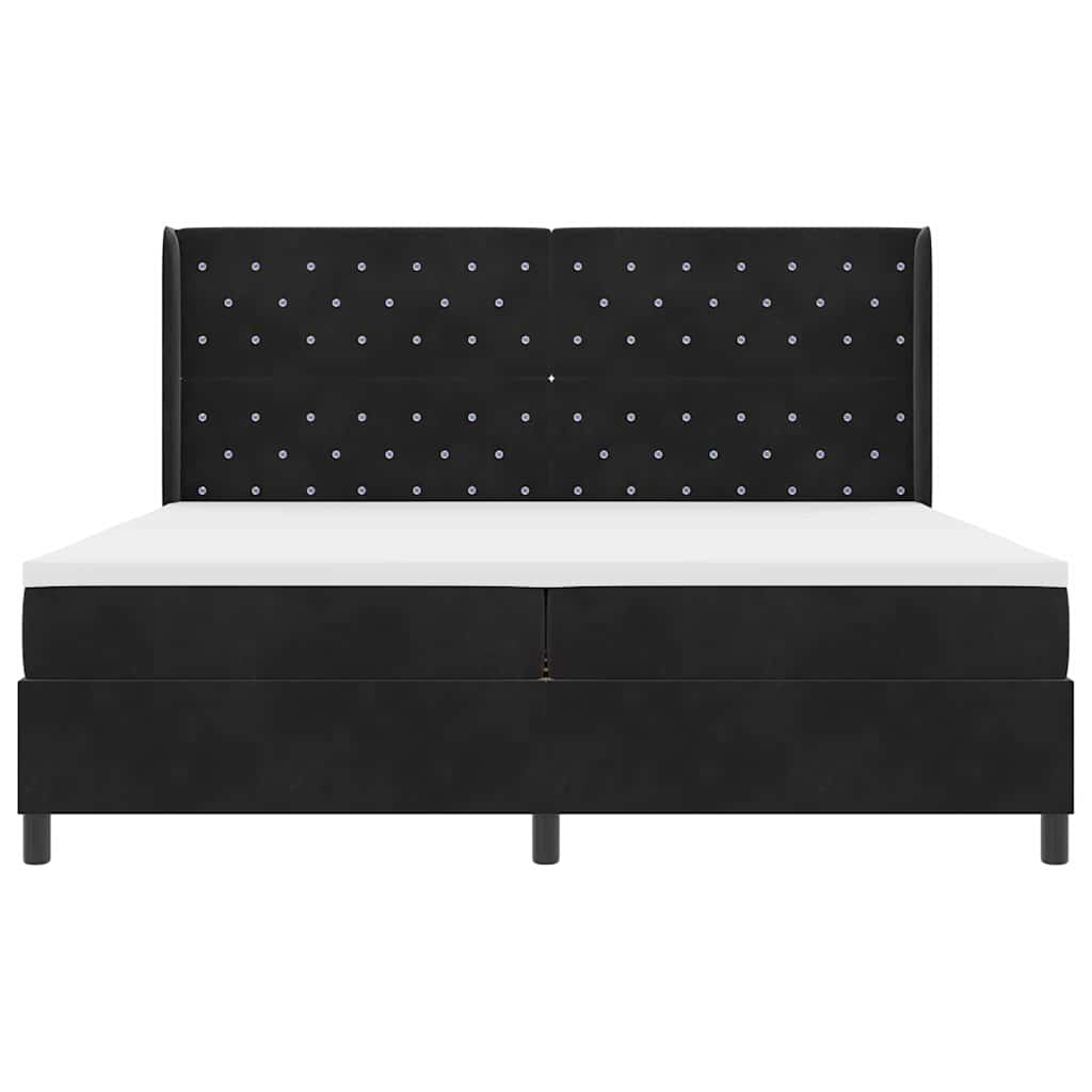Box spring seng med madras Sort 200 x 200 cm Fløjl