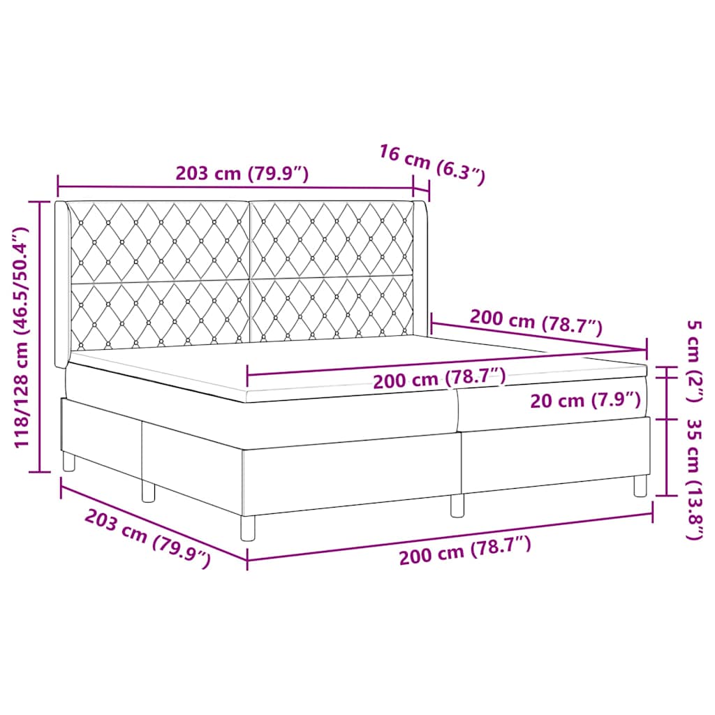 Box spring seng med madras Sort 200 x 200 cm Fløjl