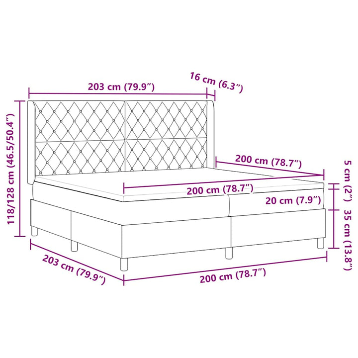 Box spring seng med madras Sort 200 x 200 cm Fløjl