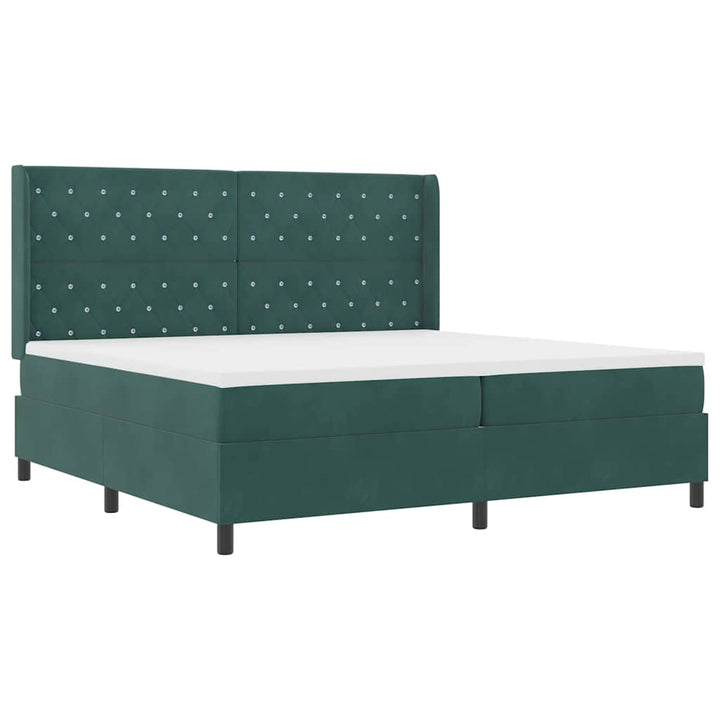 Box spring seng med madras Mørkegrøn 200 x 200 cm Fløjl