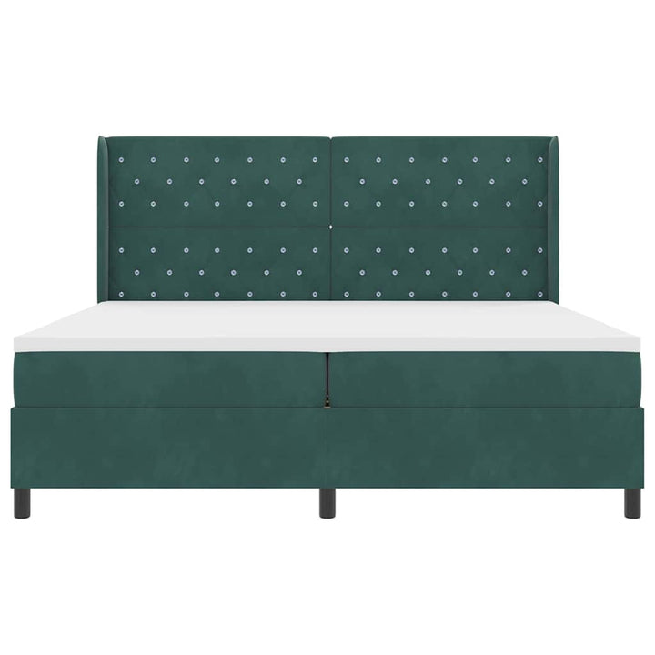 Box spring seng med madras Mørkegrøn 200 x 200 cm Fløjl