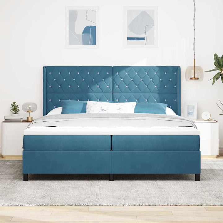 Box spring seng med madras Blå 200 x 200 cm Fløjl
